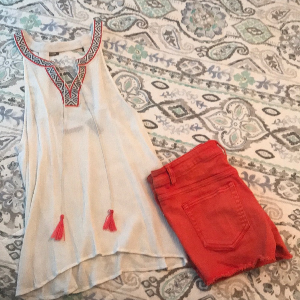 Orange and white outfit